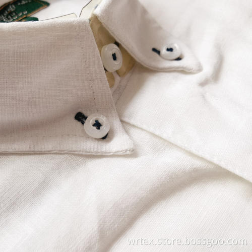 Free Sample 100% Cotton White Short-sleeve Summer Shirts